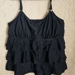 Island Escape Black Ruffle Swim Camisole